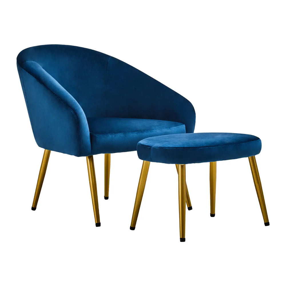 Kealy Chair and Stool – Midnight Blue Velvet