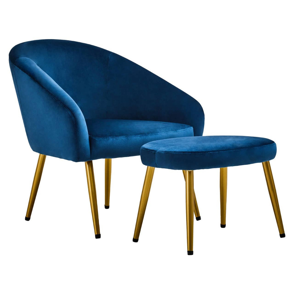 Kealy Chair and Stool – Midnight Blue Velvet