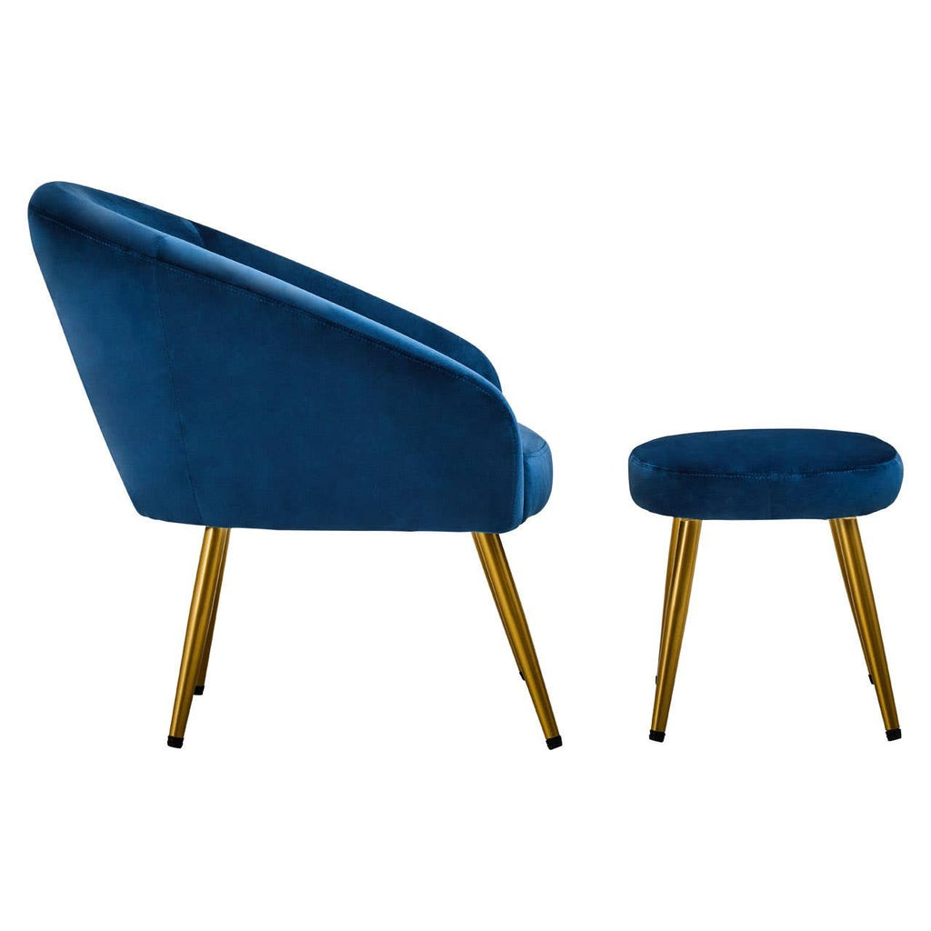 Kealy Chair and Stool – Midnight Blue Velvet