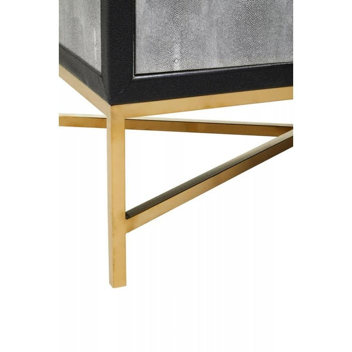 Mallory Sideboard in Brushed Gold and Grey Shagreen.