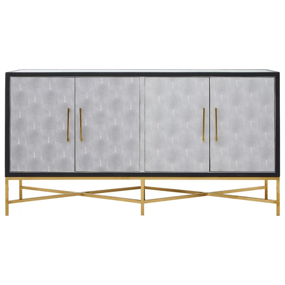 Mallory Sideboard in Brushed Gold and Grey Shagreen.