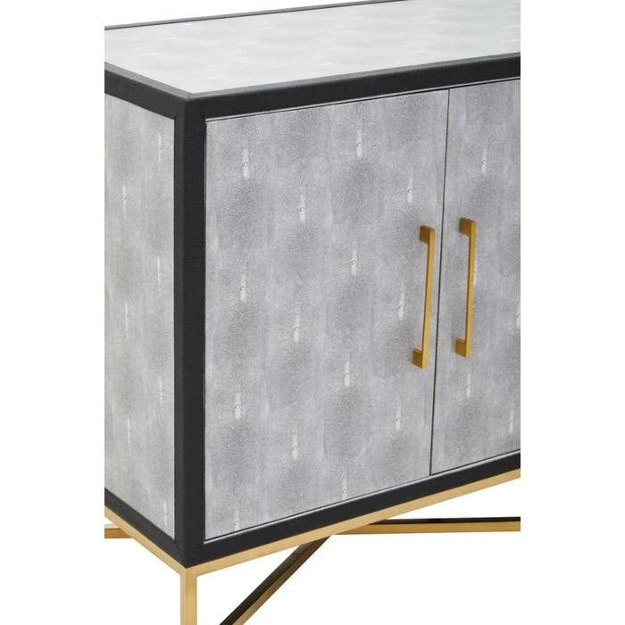 Mallory Sideboard in Brushed Gold and Grey Shagreen.