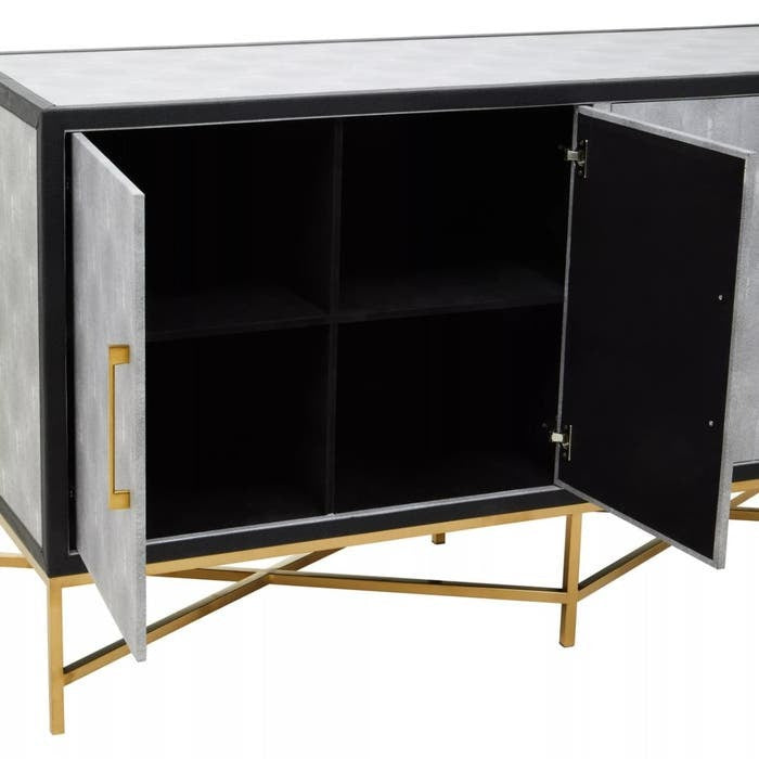 Mallory Sideboard in Brushed Gold and Grey Shagreen.