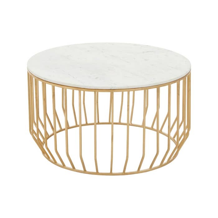 Ozias Coffee Table with White Marble Top