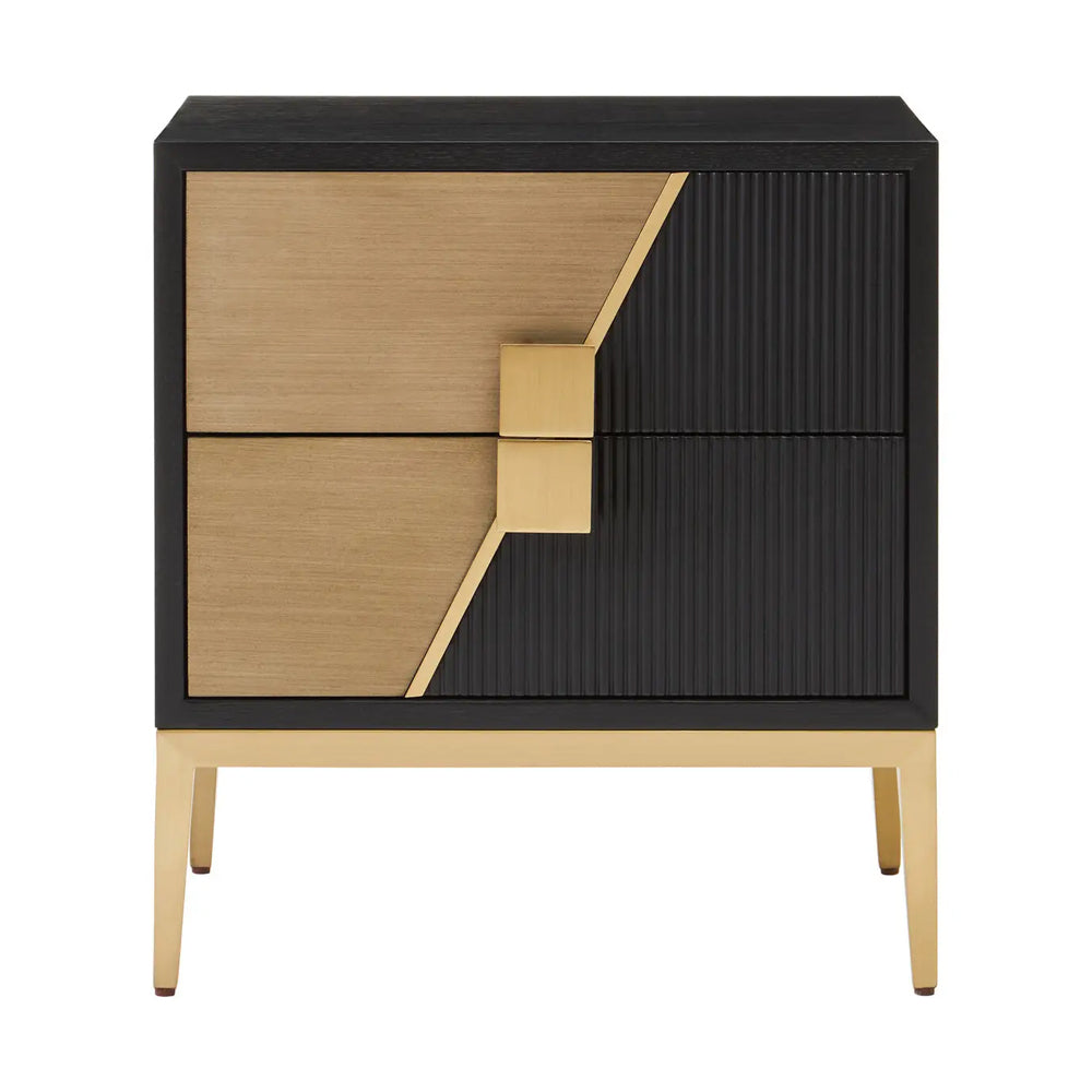 Raidan 2 Drawer Chest – Black and Gold