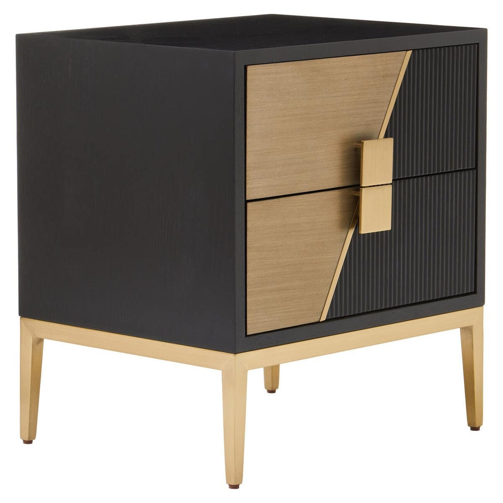 Raidan 2 Drawer Chest – Black and Gold