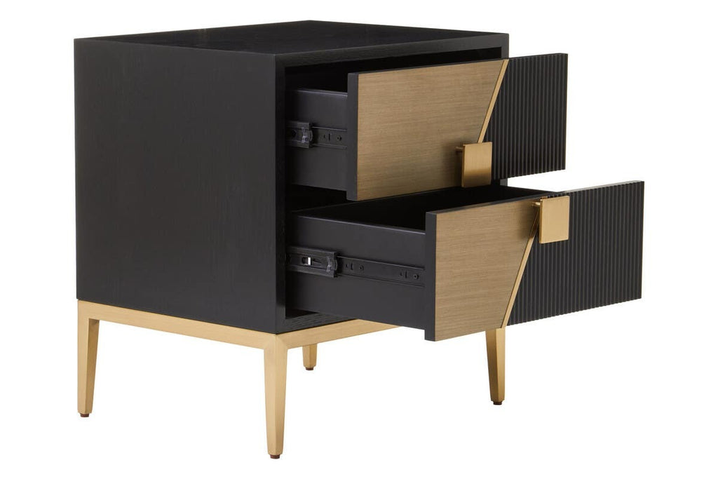 Raidan 2 Drawer Chest – Black and Gold