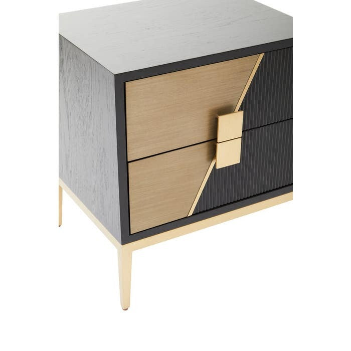 Raidan 2 Drawer Chest – Black and Gold