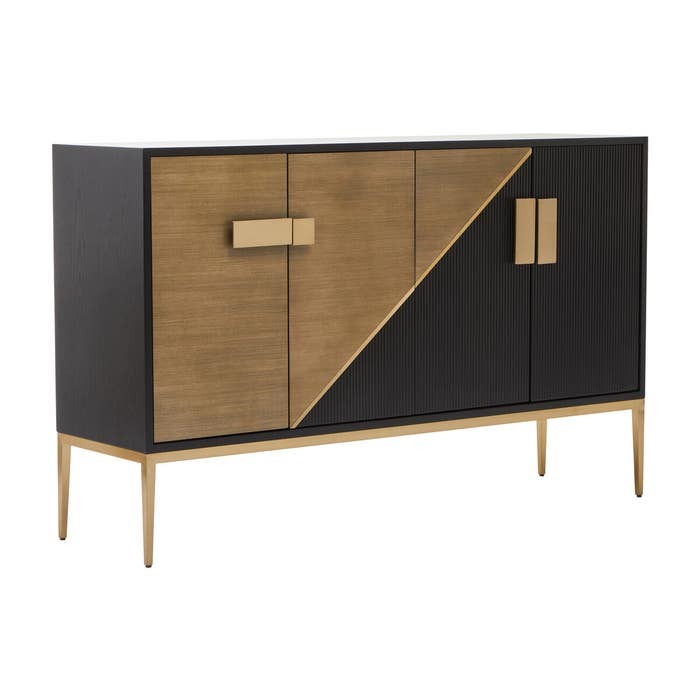 Raidan 4 Door Sideboard – Black and Gold