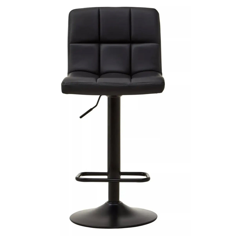 Sidney Bar Stool – Black Quilted Faux Leather