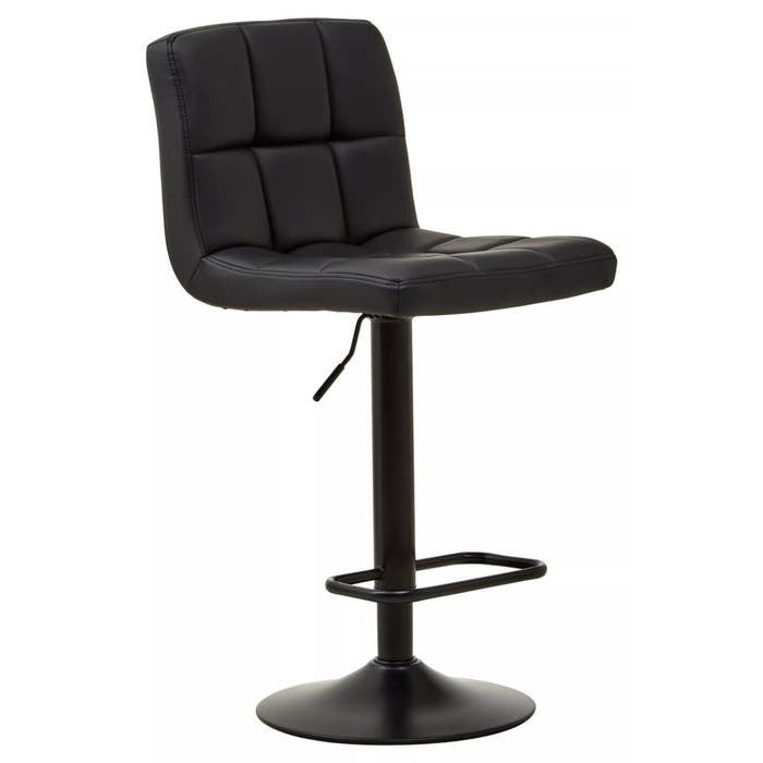 Sidney Bar Stool – Black Quilted Faux Leather