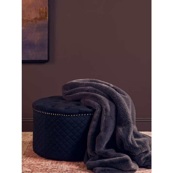 Sofia Round Ottoman – Black Velvet