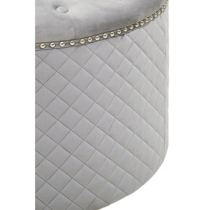 Sofia Round Ottoman – Grey Velvet