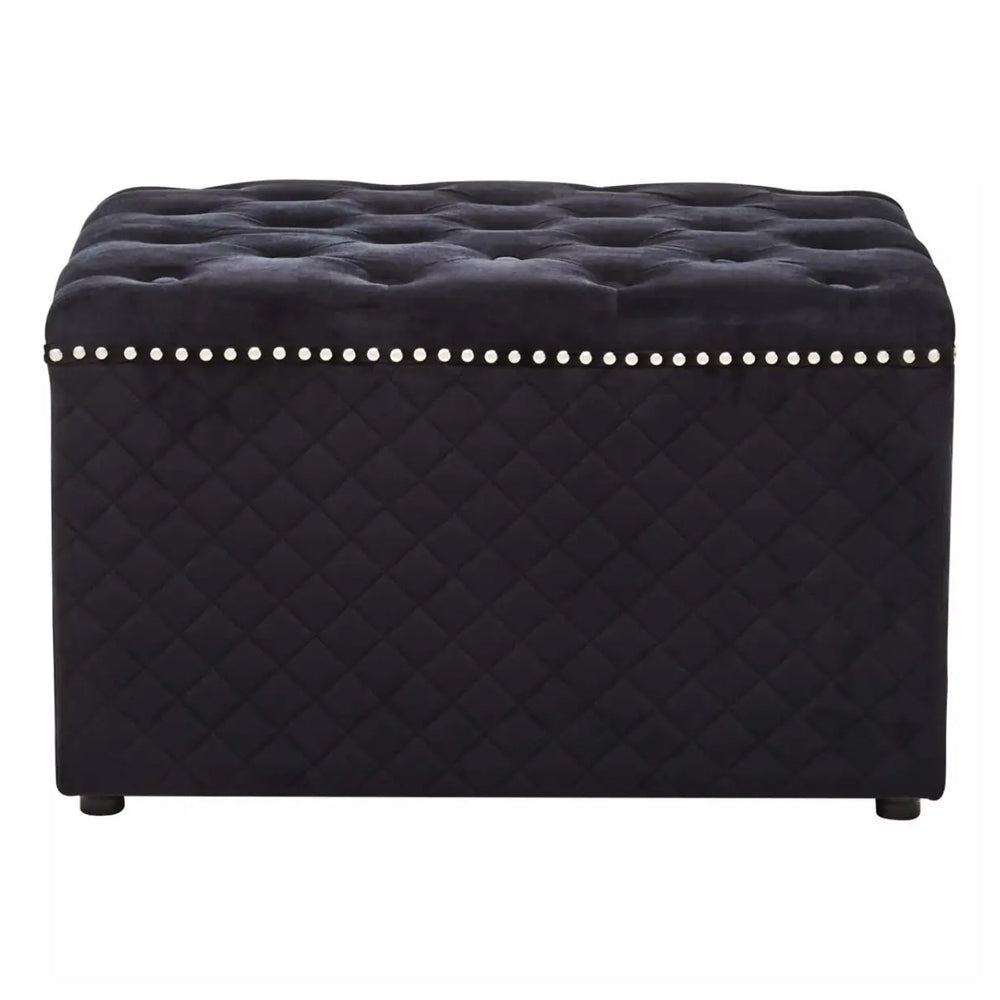 Sofia Square Ottoman – Black Velvet