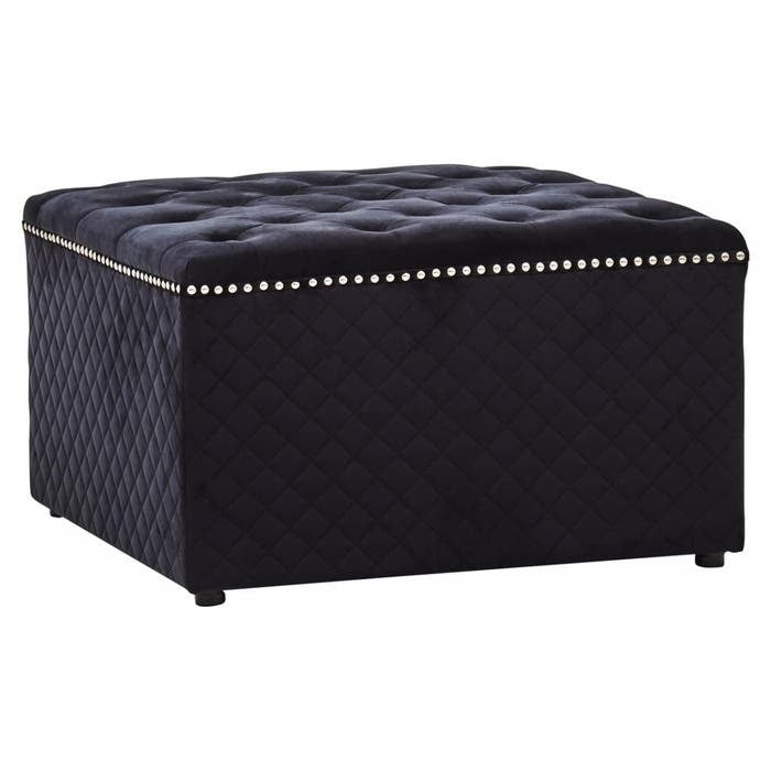 Sofia Square Ottoman – Black Velvet