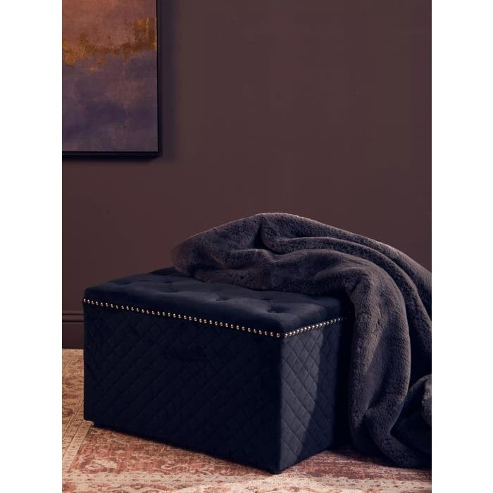 Sofia Square Ottoman – Black Velvet