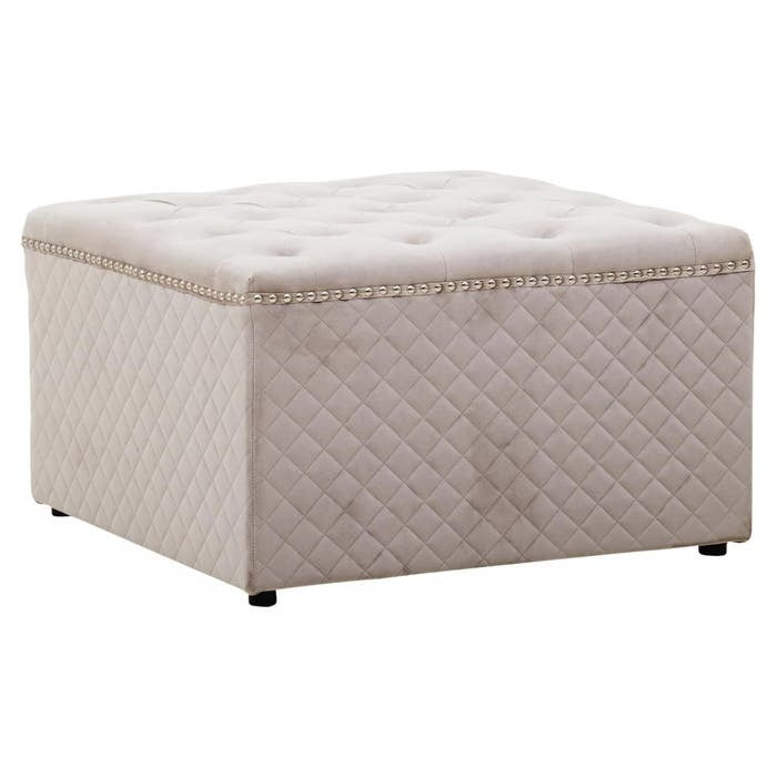 Sofia Square Ottoman – Mink Velvet