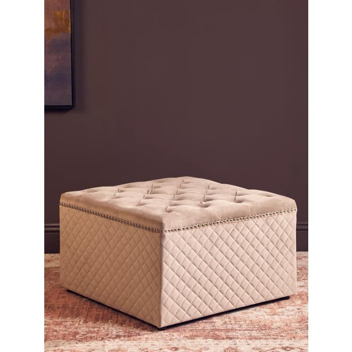 Sofia Square Ottoman – Mink Velvet