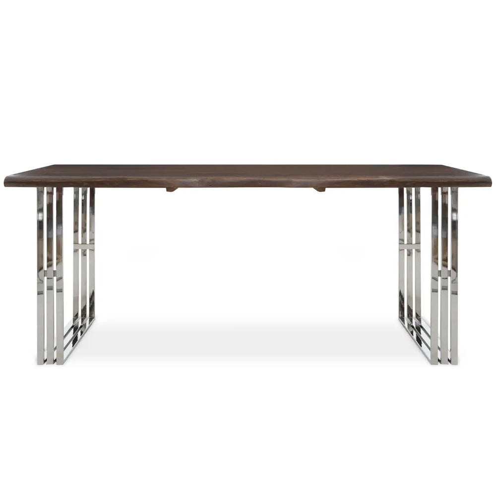 Sutton Dining Table in Wood and Stainless Steel