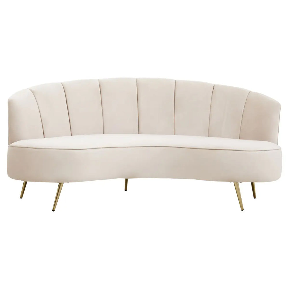 Victoria Three Seater Sofa in Beige Velvet