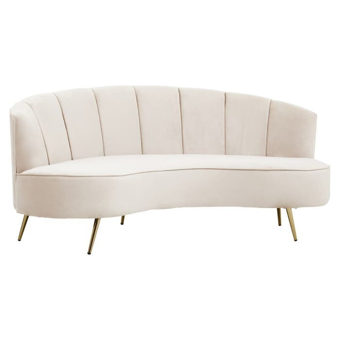 Victoria Three Seater Sofa in Beige Velvet