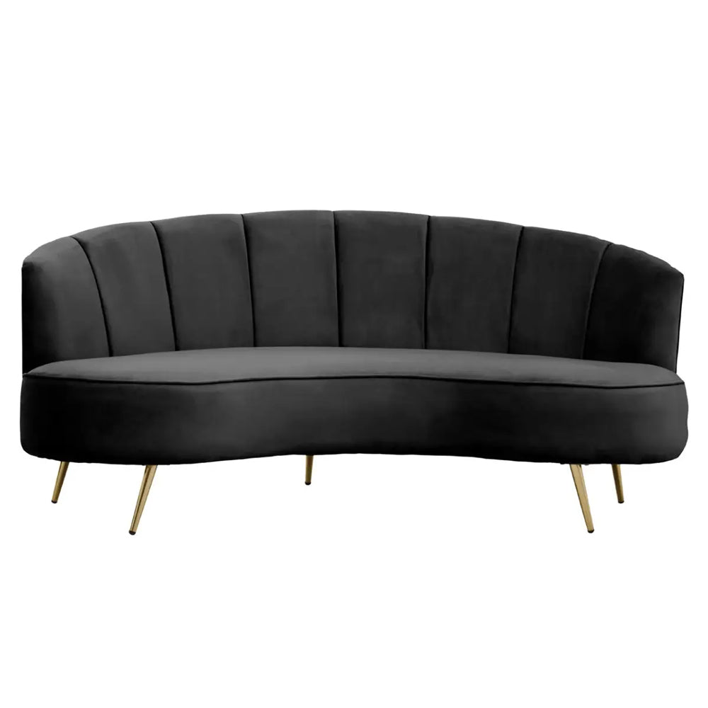 Victoria Three Seater Sofa in Black Velvet