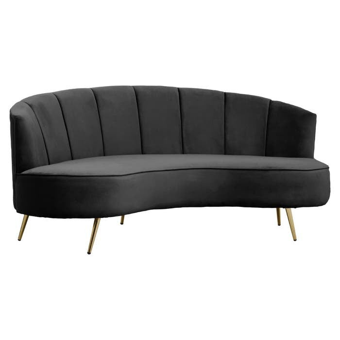 Victoria Three Seater Sofa in Black Velvet