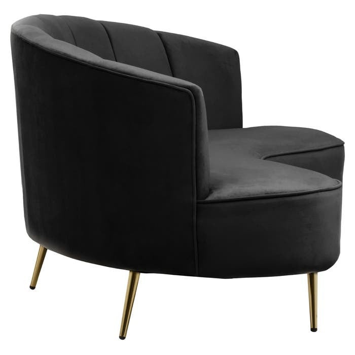 Victoria Three Seater Sofa in Black Velvet