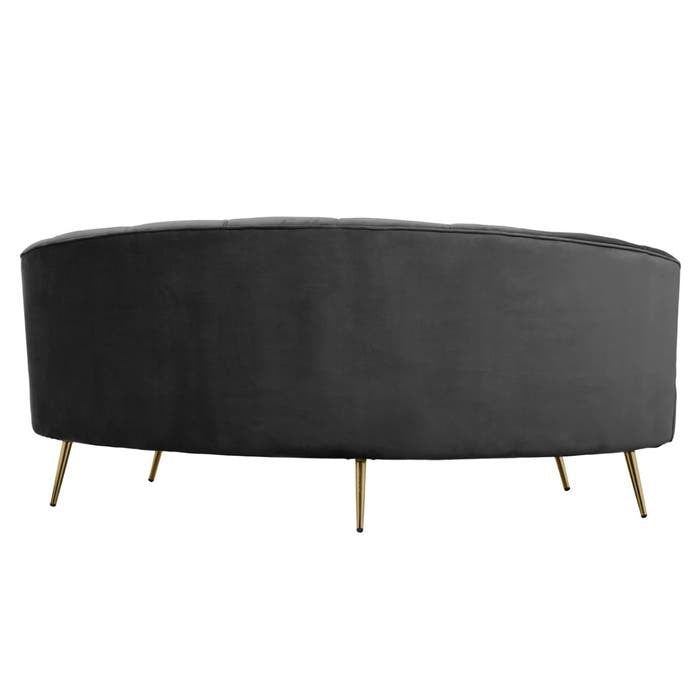 Victoria Three Seater Sofa in Black Velvet