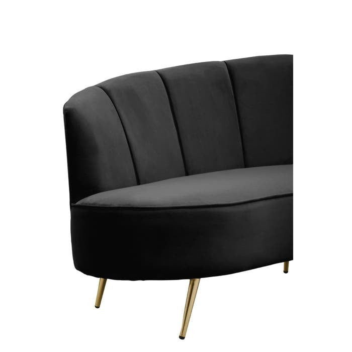 Victoria Three Seater Sofa in Black Velvet