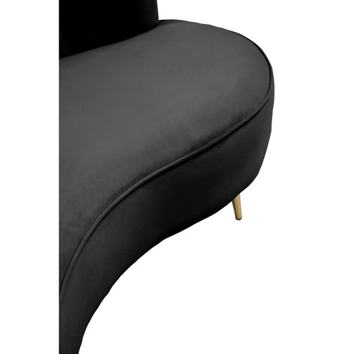 Victoria Three Seater Sofa in Black Velvet