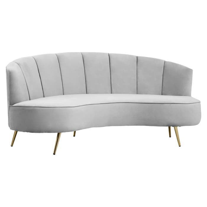 Victoria Three Seater Sofa in Grey Velvet