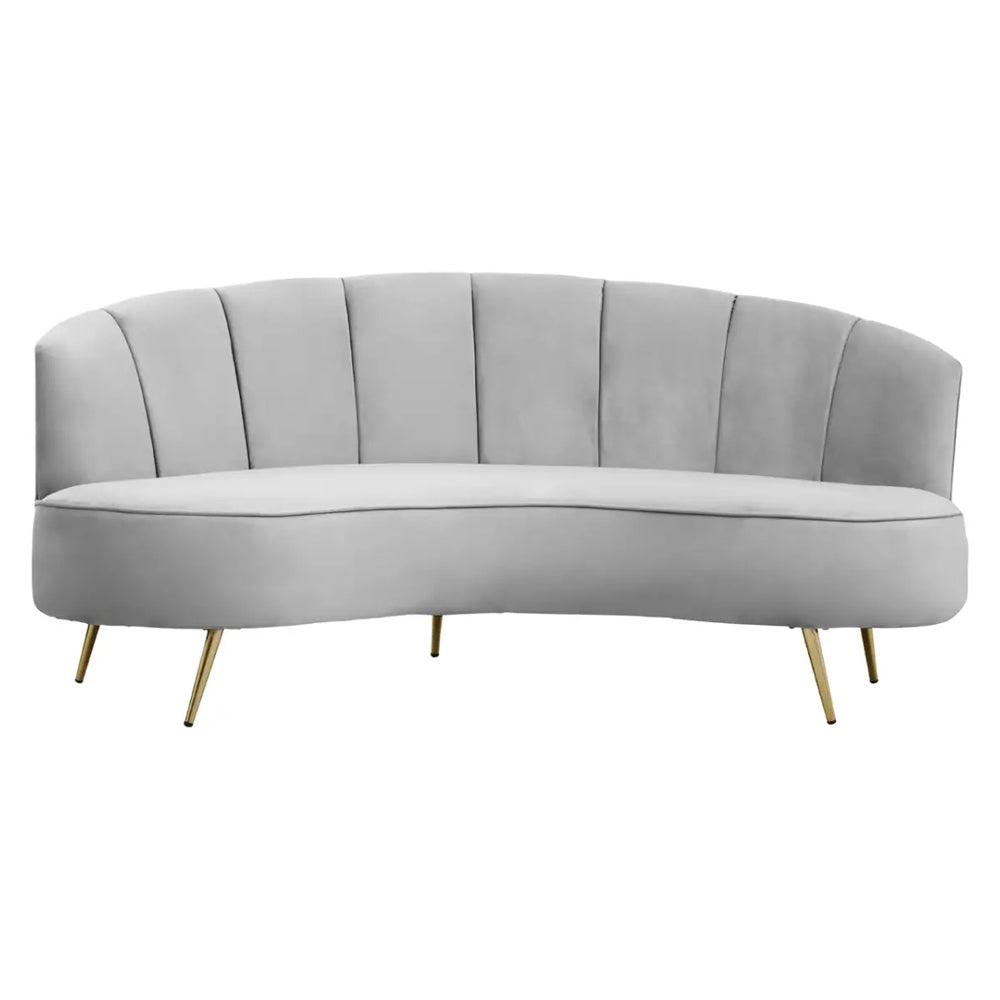 Victoria Three Seater Sofa in Grey Velvet