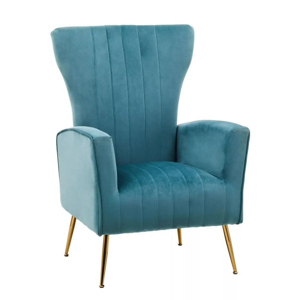 Zerlina Accent Chair – Turquoise Velvet