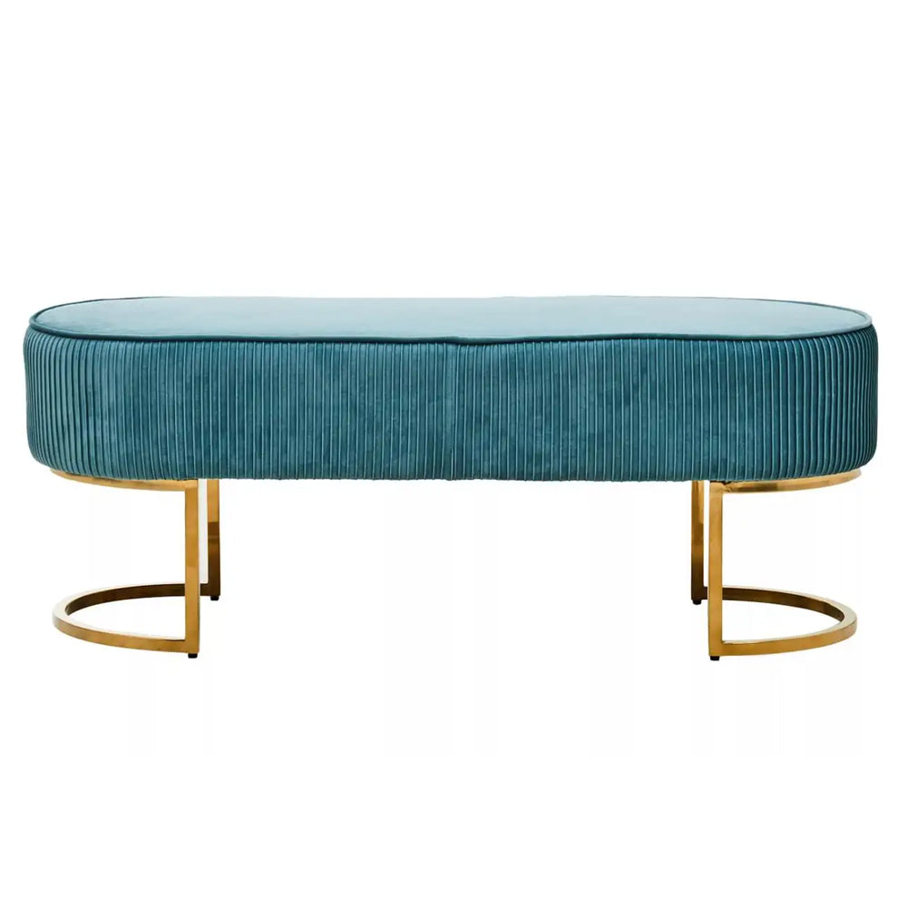 Zerlina Ottoman Bench – Turquoise Velvet