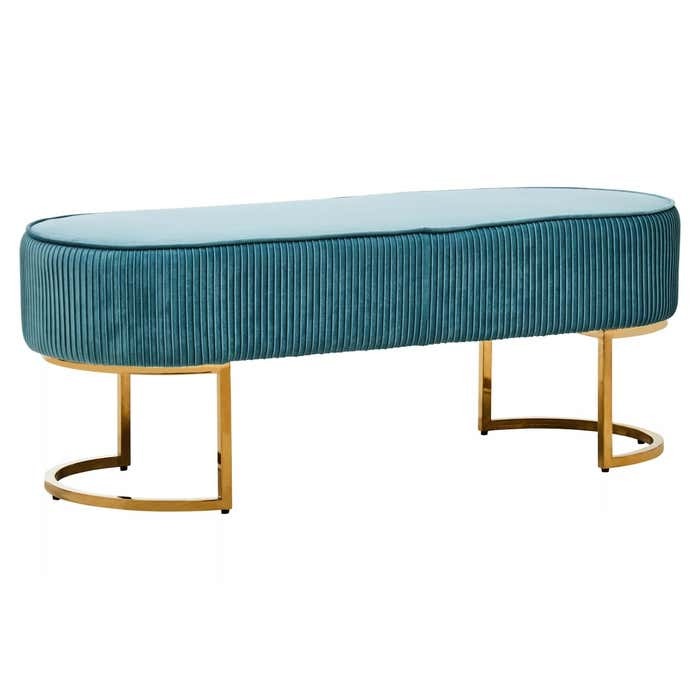 Zerlina Ottoman Bench – Turquoise Velvet