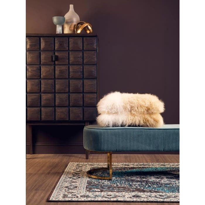 Zerlina Ottoman Bench – Turquoise Velvet